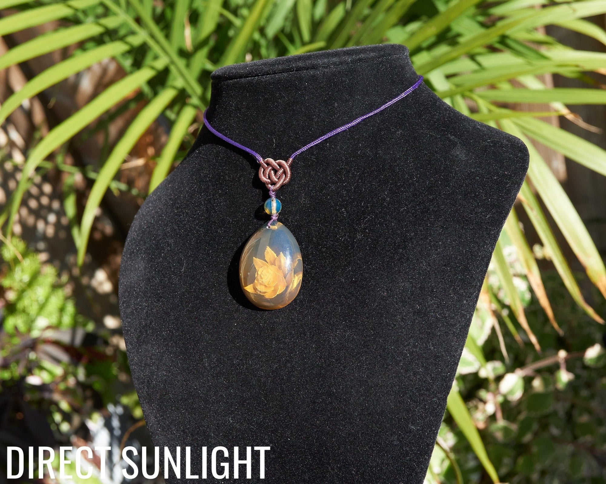 Natural Blue amber dominican flower carved - Larimar Creations