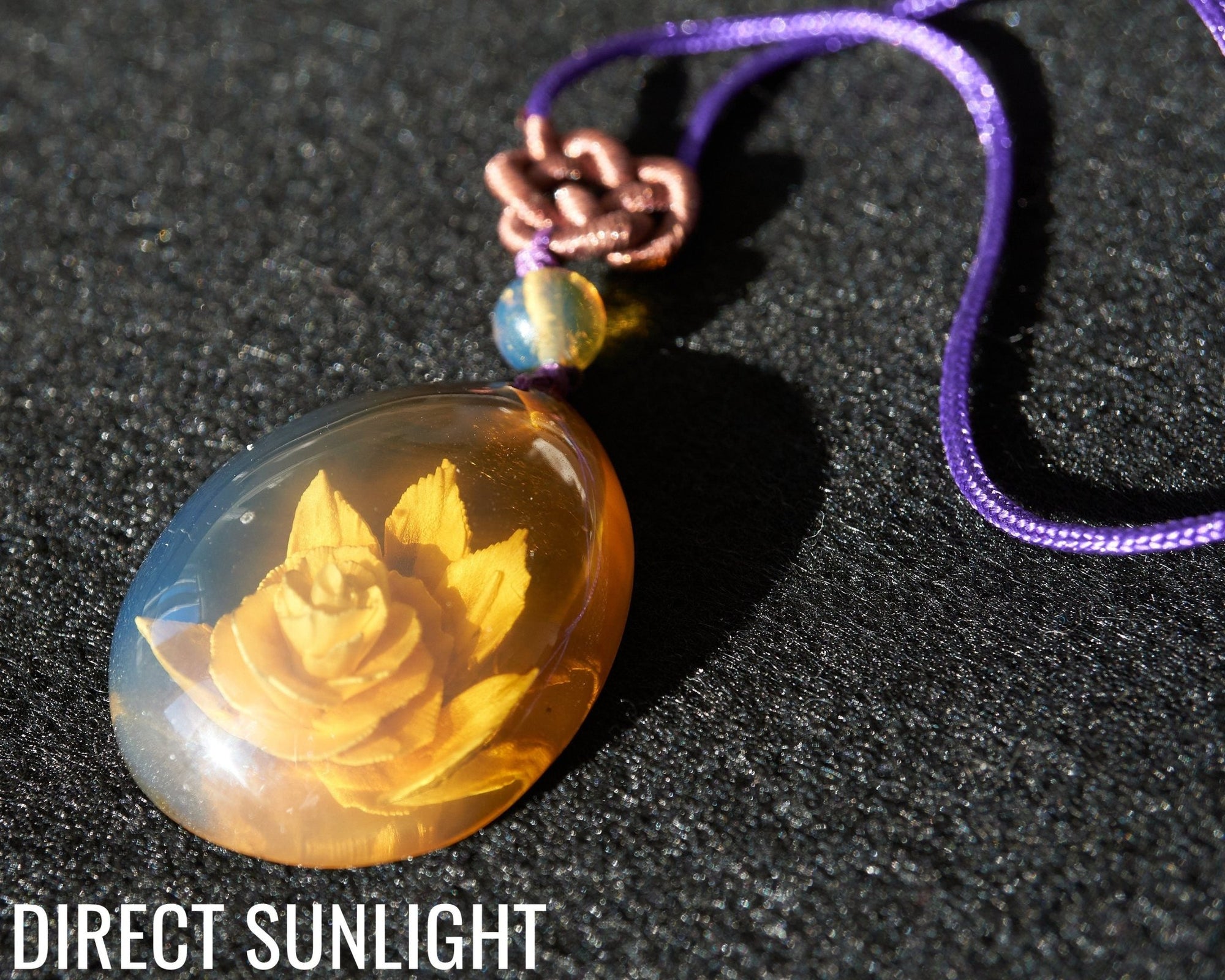 Natural Blue amber dominican flower carved - Larimar Creations