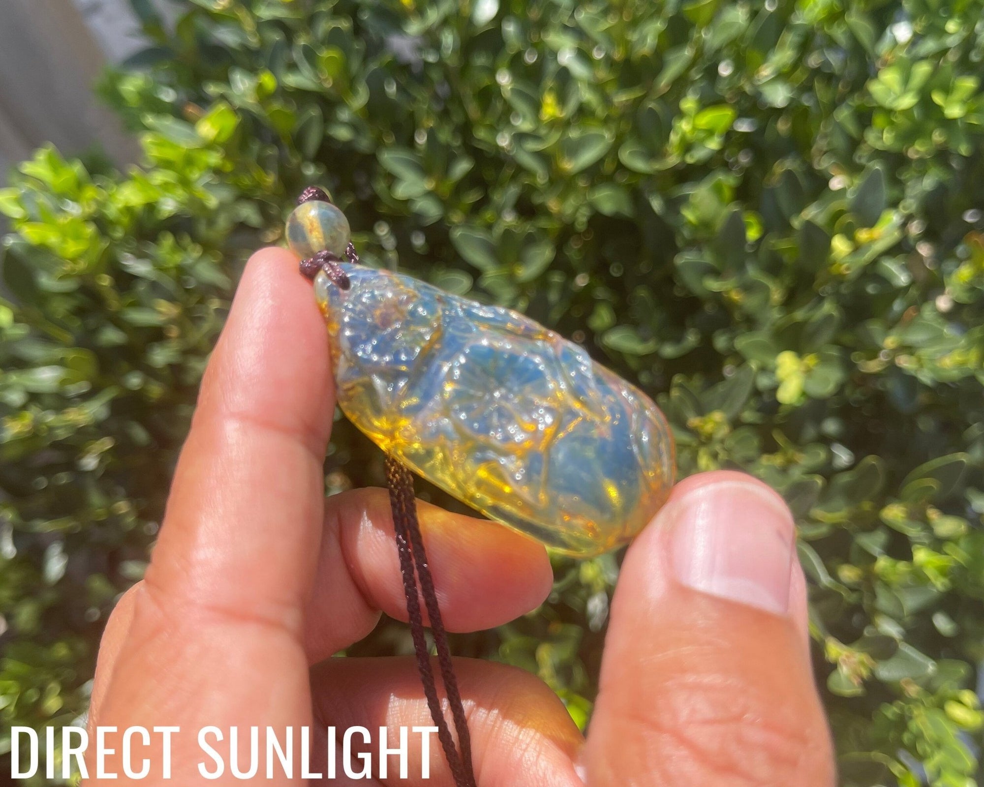 Natural Clear Sky Dominican Blue Amber Flower Pendant - Larimar Creations