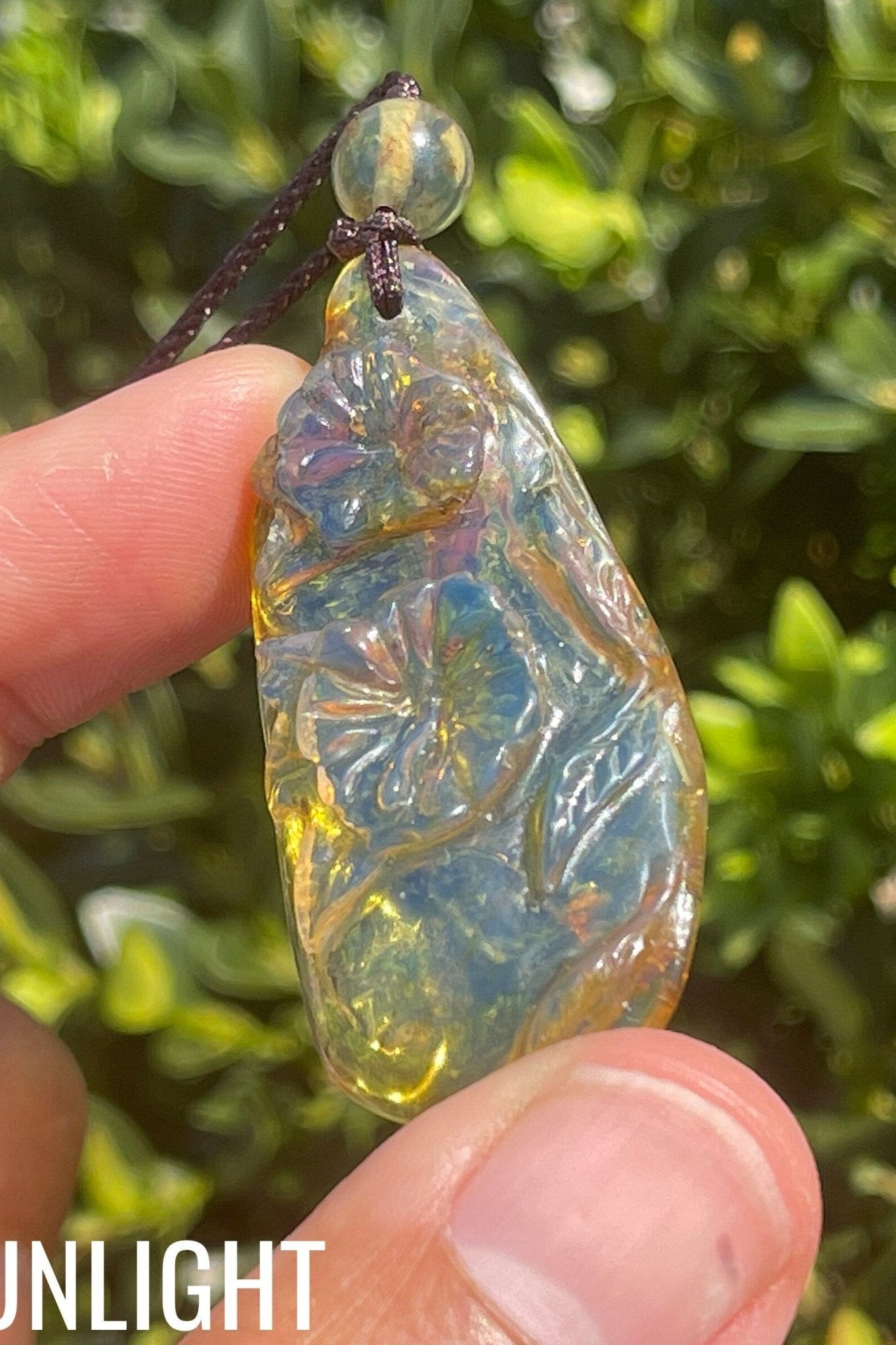 Natural Clear Sky Dominican Blue Amber Flower Pendant - Larimar Creations