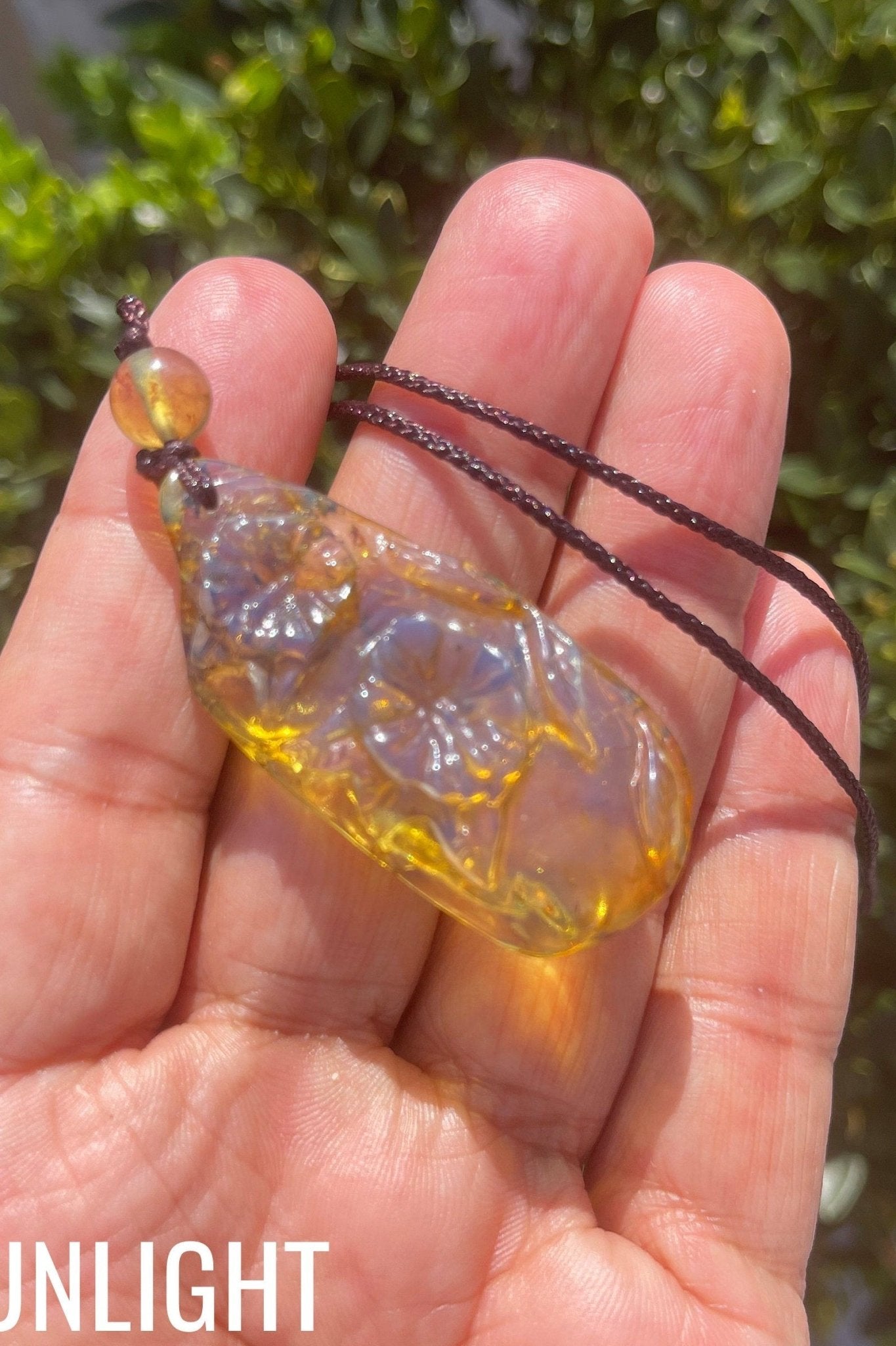 Natural Clear Sky Dominican Blue Amber Flower Pendant - Larimar Creations