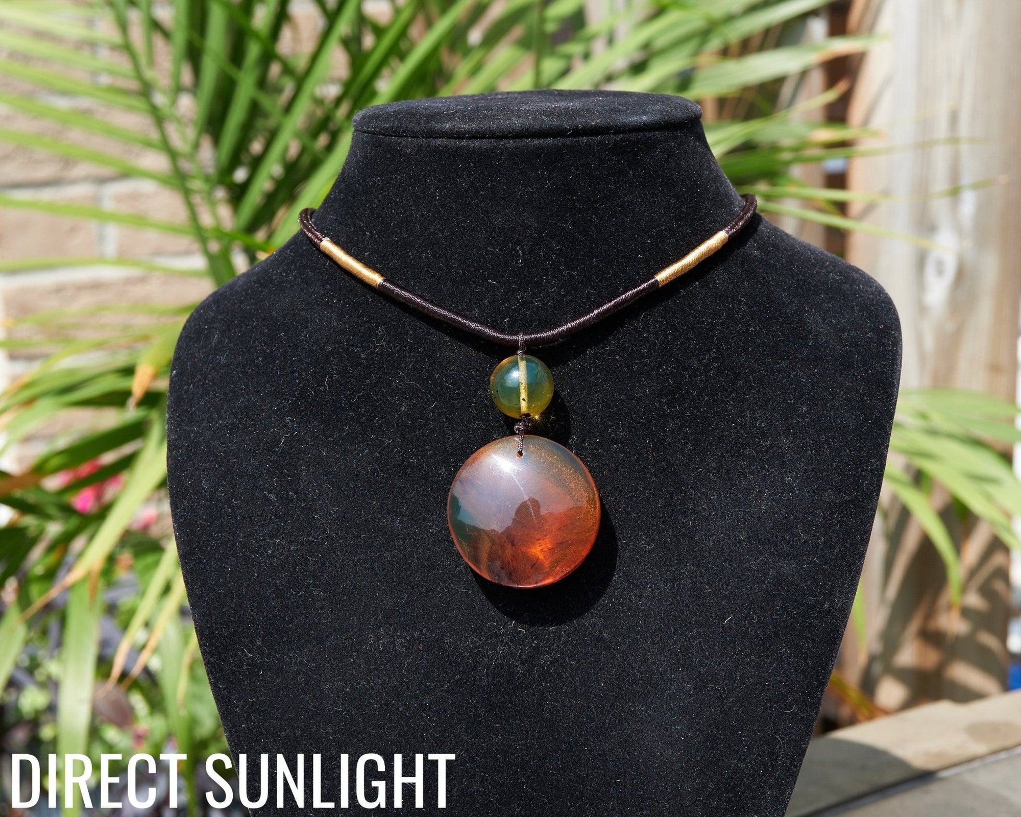 Natural Green Amber Dominican Pendant adjustable choker - Larimar Creations