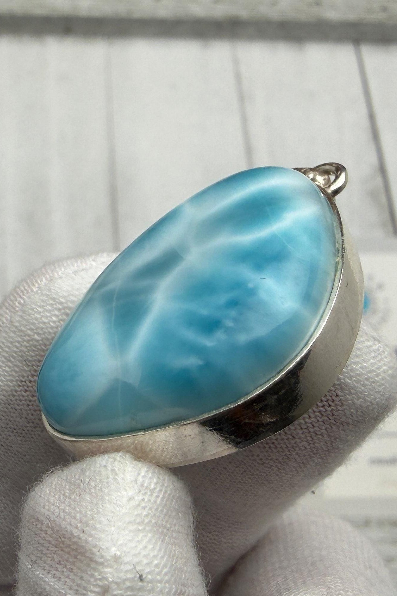 Natural Larimar Pendant in 925 Sterling Silver - Larimar Creations