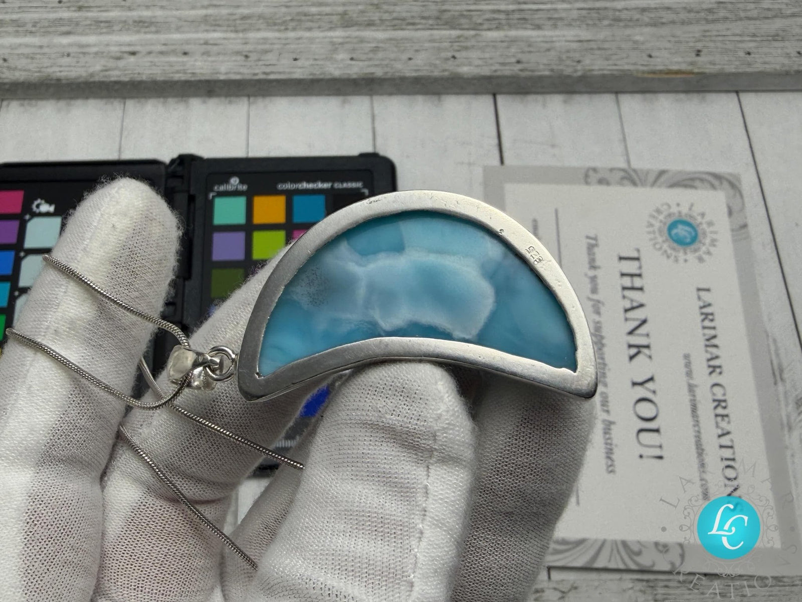 Polished Larimar Moon Cabochon - Larimar Creations