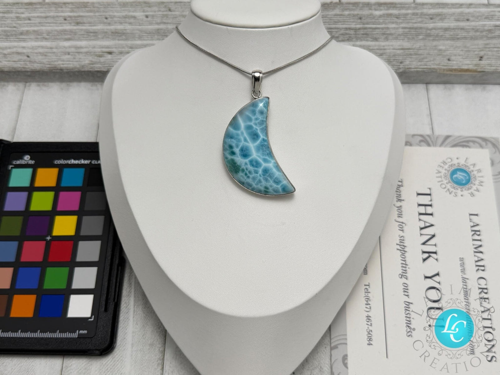 Polished Larimar Moon Cabochon - Larimar Creations