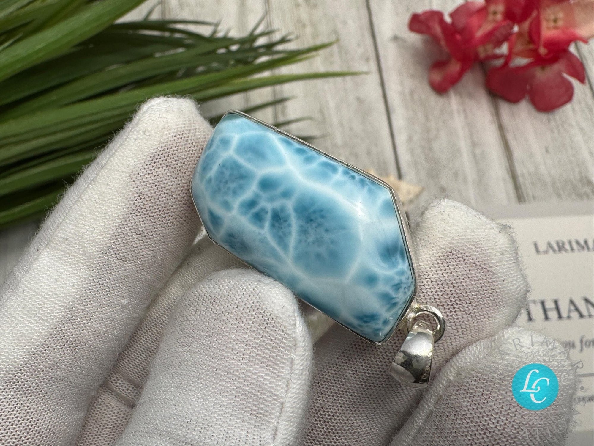 Premium AAA Larimar Pendant | Dominican Turtleback Gemstone - Larimar Creations