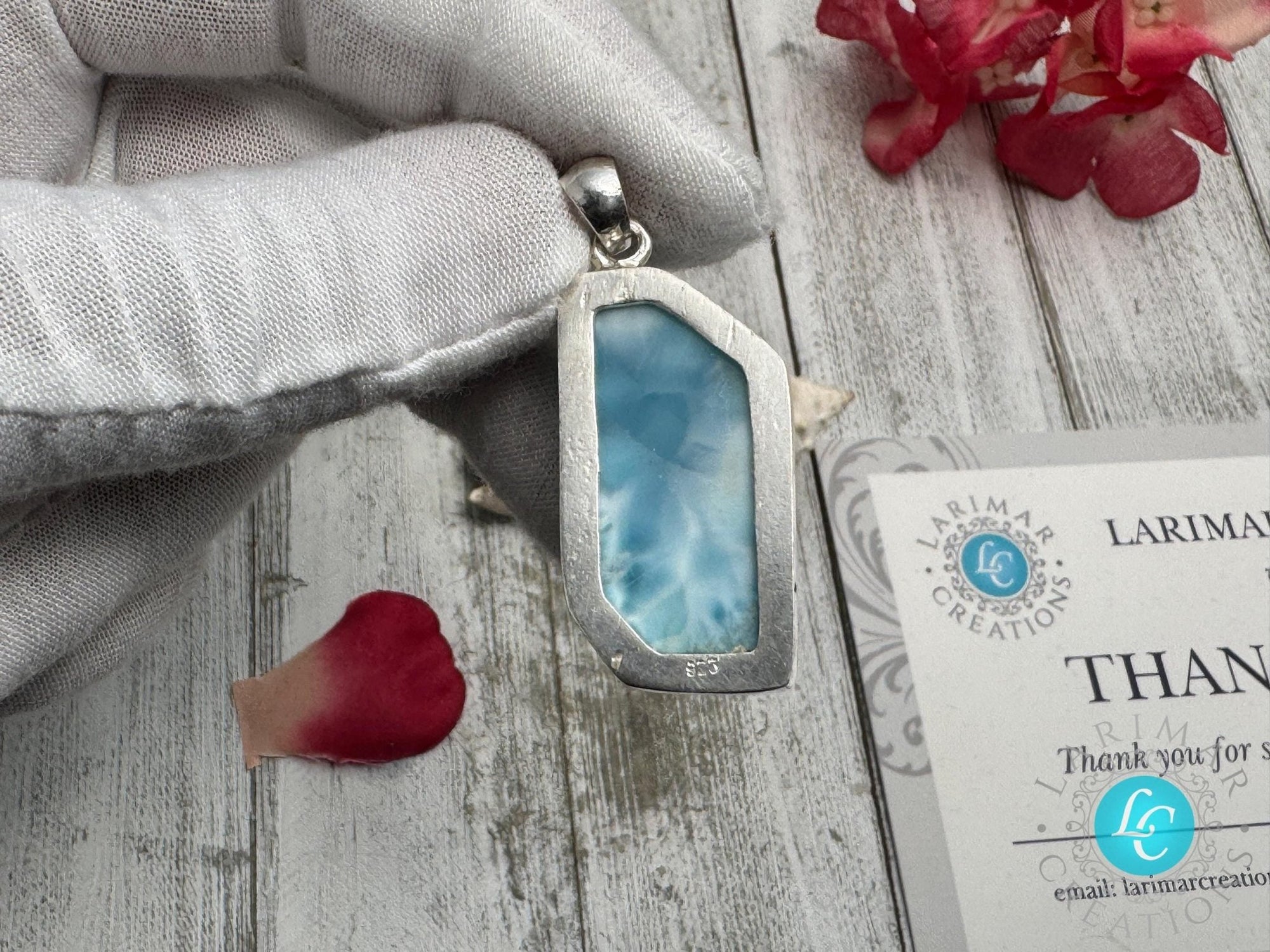 Premium AAA Larimar Pendant | Dominican Turtleback Gemstone - Larimar Creations