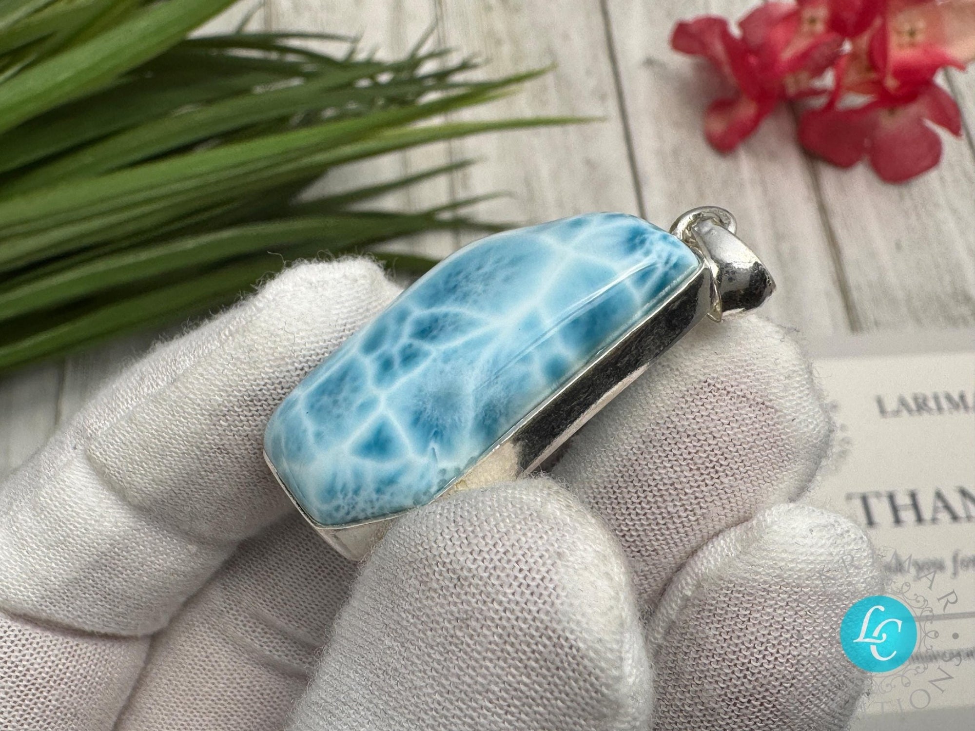 Premium AAA Larimar Pendant | Dominican Turtleback Gemstone - Larimar Creations