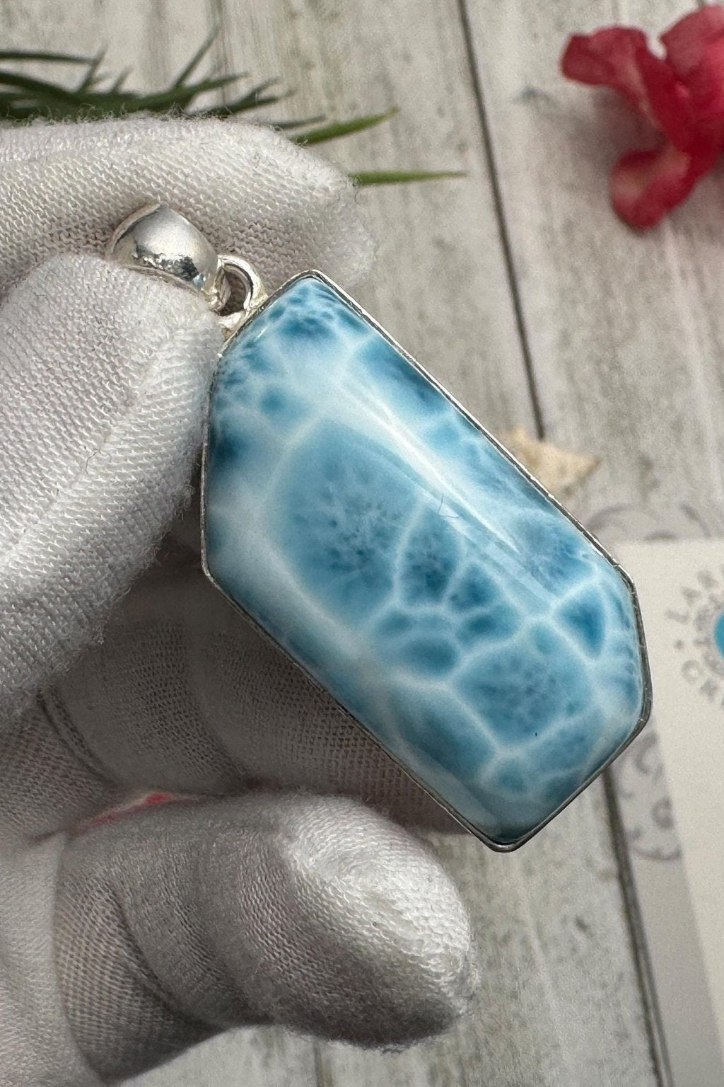 Premium AAA Larimar Pendant | Dominican Turtleback Gemstone - Larimar Creations