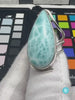 Sterling Silver Larimar Teardrop Ring Size 6.5 Dominican Blue Stone Cabochon Jewelry