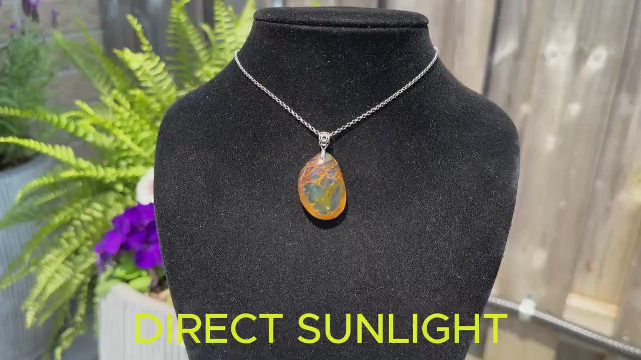 Authentic Blue amber pendant dominican , blue amber teardrop shape pendant handmade carved cobochon very nice blue color