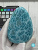 Exceptional Dominican Larimar specimen (136g) featuring vivid blue-green hues, flawless polish, and stunning natural fractal patterns.