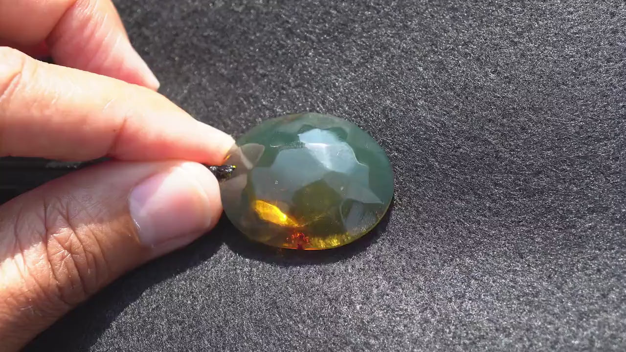 blue amber pendant Dominica Blue amber necklace carved, Authentic Dominican handmade adjustable choker amber blue and green pendant