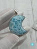 Larimar pendant Moon | Super Blue Gemstone 925 sterling silver, Mirror-Polished Crescent Stone, Larimar necklace silver