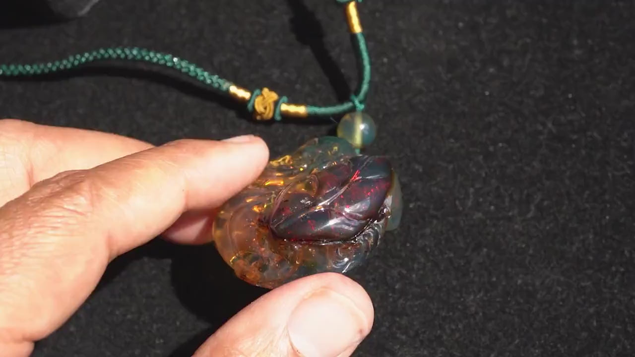 Blue Amber , happy Buddha Pendant , Laughing Amber Buddha , Dominican Blue Amber happy buddha hand carved necklace