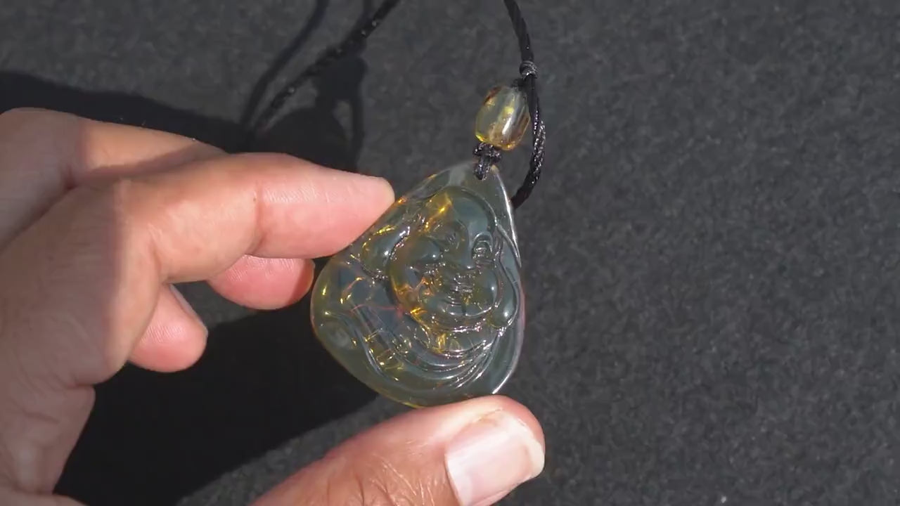 Natural Blue Amber, Buddha Amber Pendant, Dominican Blue Amber,blu amber budda, Buddha Pendant, Buddha Carving Gift