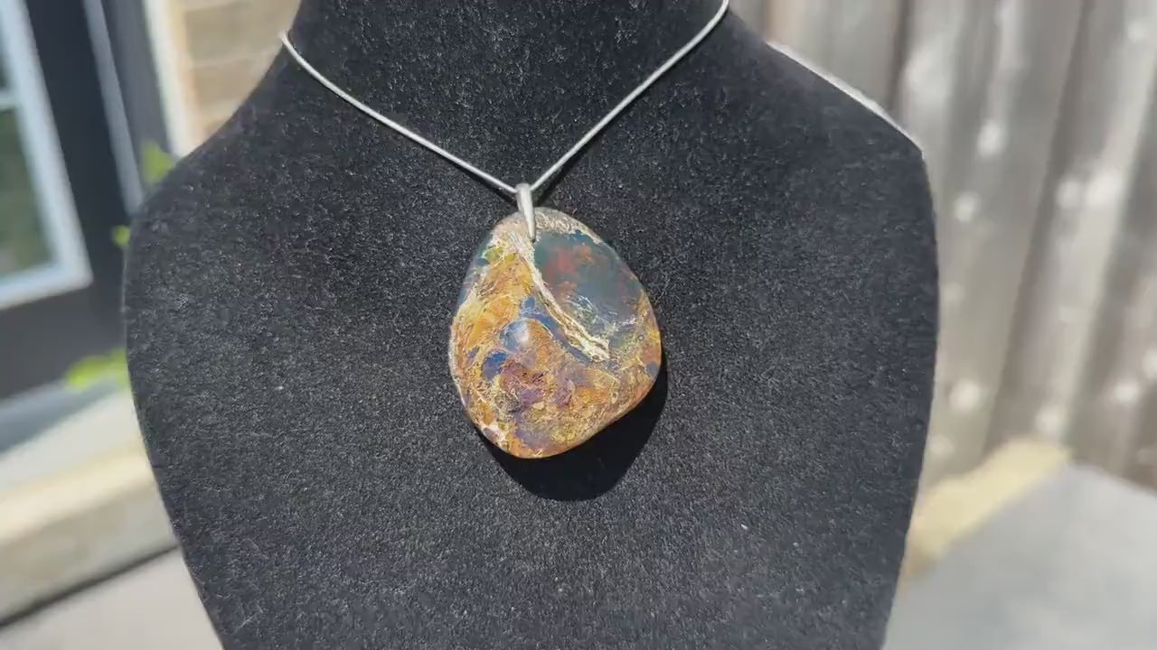 Blue Amber Pendant , big Oval shape Victorian style pendant height , Authentic Dominican Blue Amber Pendant