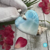 Larimar Heart Pendant: AAA Quality Gemstone, Caribbean Blue