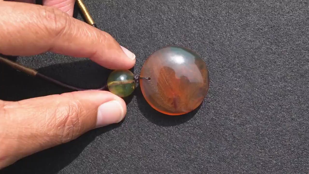 Natural Green Amber Dominican Pendant round shape adjustable choker Dominican Green Amber Necklace Authentic Amber Green Dominican