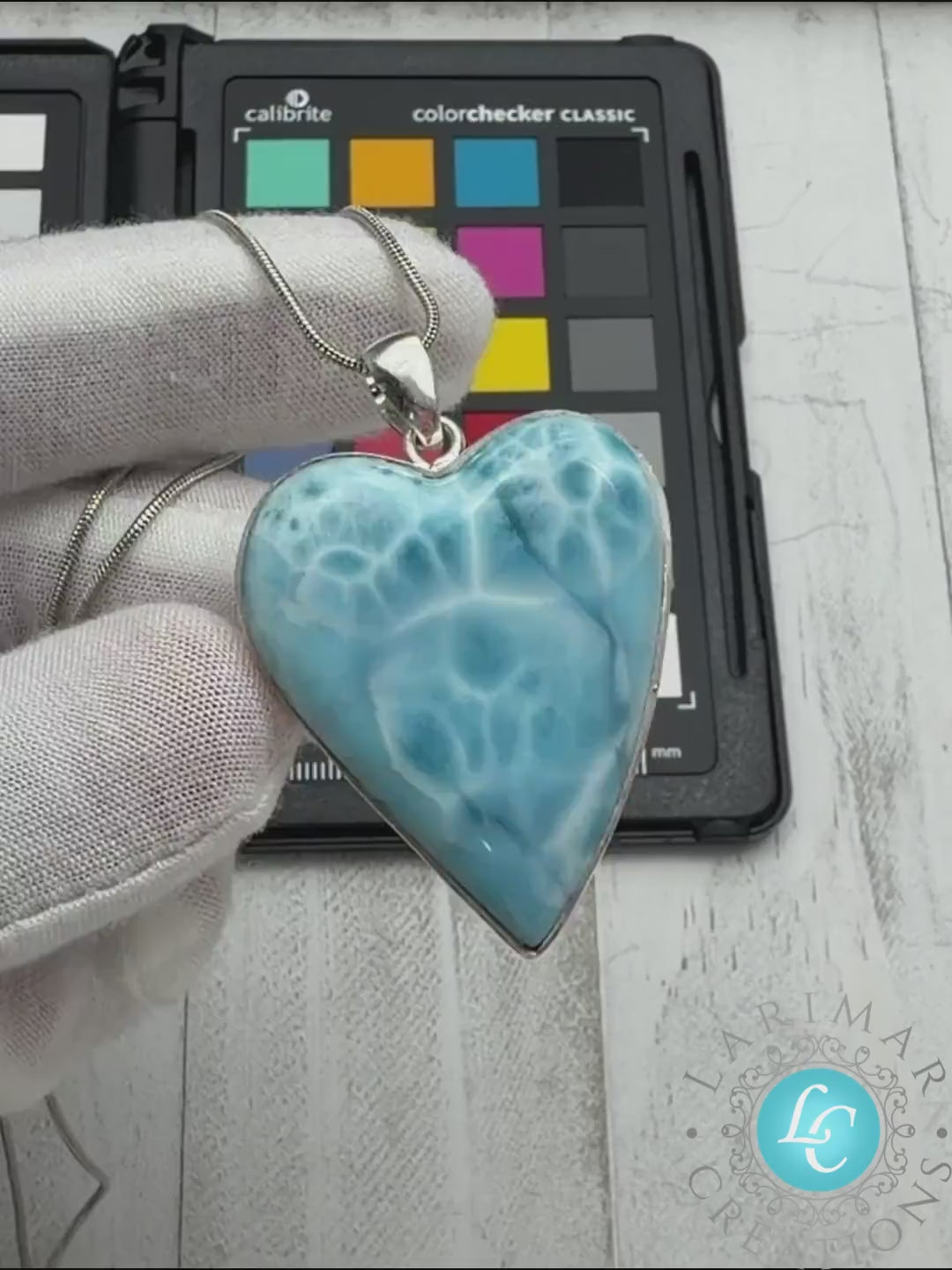 Large AAA Larimar Heart Pendant – Authentic Dominican Gemstone, Calming Crystal Jewelry heart (40.8mm x 38.9mm)