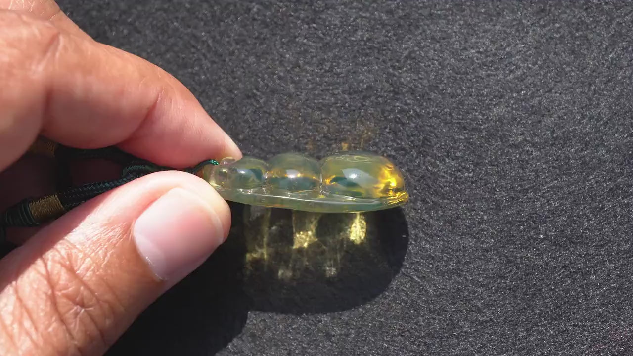 Blue amber necklace carved, Authentic Dominican handmade adjustable choker amber blue pendant