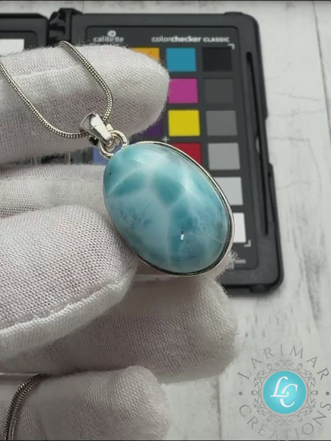 AAA Larimar Oval Necklace 925 Sterling Silver Dominican Blue Gemstone Pendant Boho Jewelry Gift