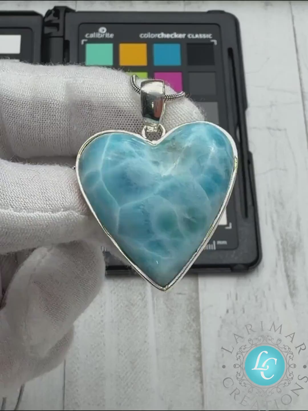 AAA Larimar Heart Pendant – Natural Gemstone Necklace, Meditation Jewelry (32.8x31.3mm)