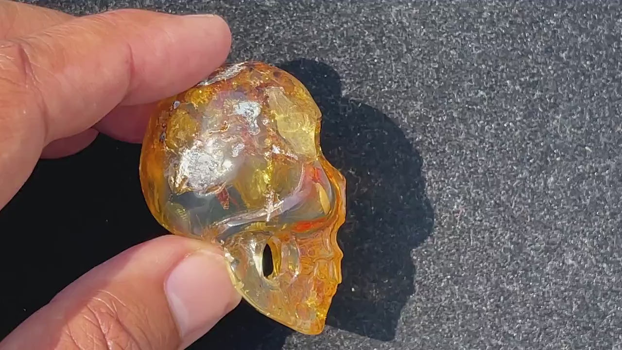 Skull, Dominican Amber Skull Carving, Amber Skull, Amber Skull pendant, Realistic Skull Necklace Carving in Authentic Dominican Amber