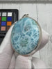 Large Round Larimar Pendant 925 Sterling Silver - Polished Blue Dominican Gemstone Necklace Handmade Jewelry
