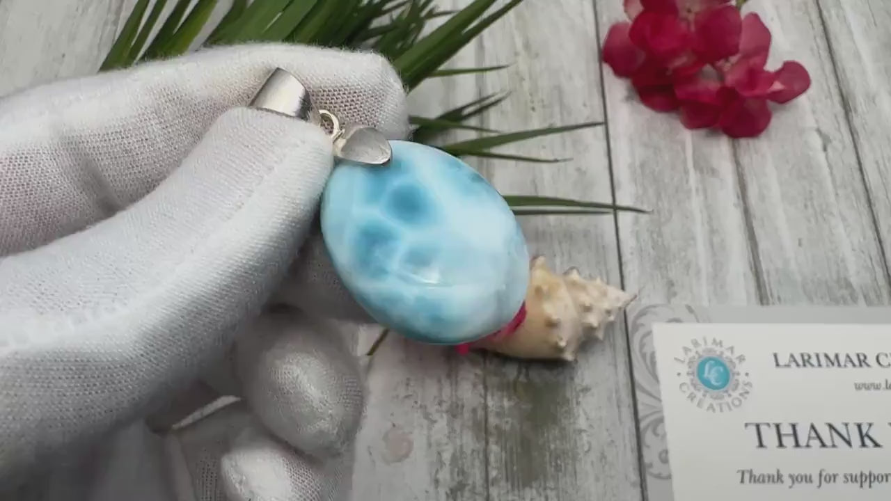 AAAA Super Blue Larimar Cabochon Dominican Teardrop Stone for Jewelry Making