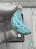 Polished Larimar Moon Cabochon – Deep Blue Gemstone for Jewelry Making