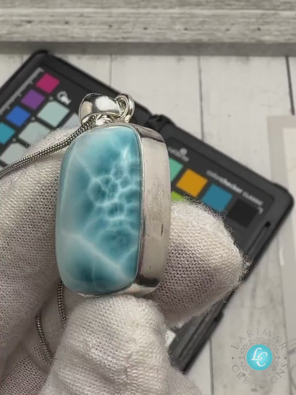 Dominican Larimar Pendant Necklace, Sterling Silver, Ocean Blue Gemstone