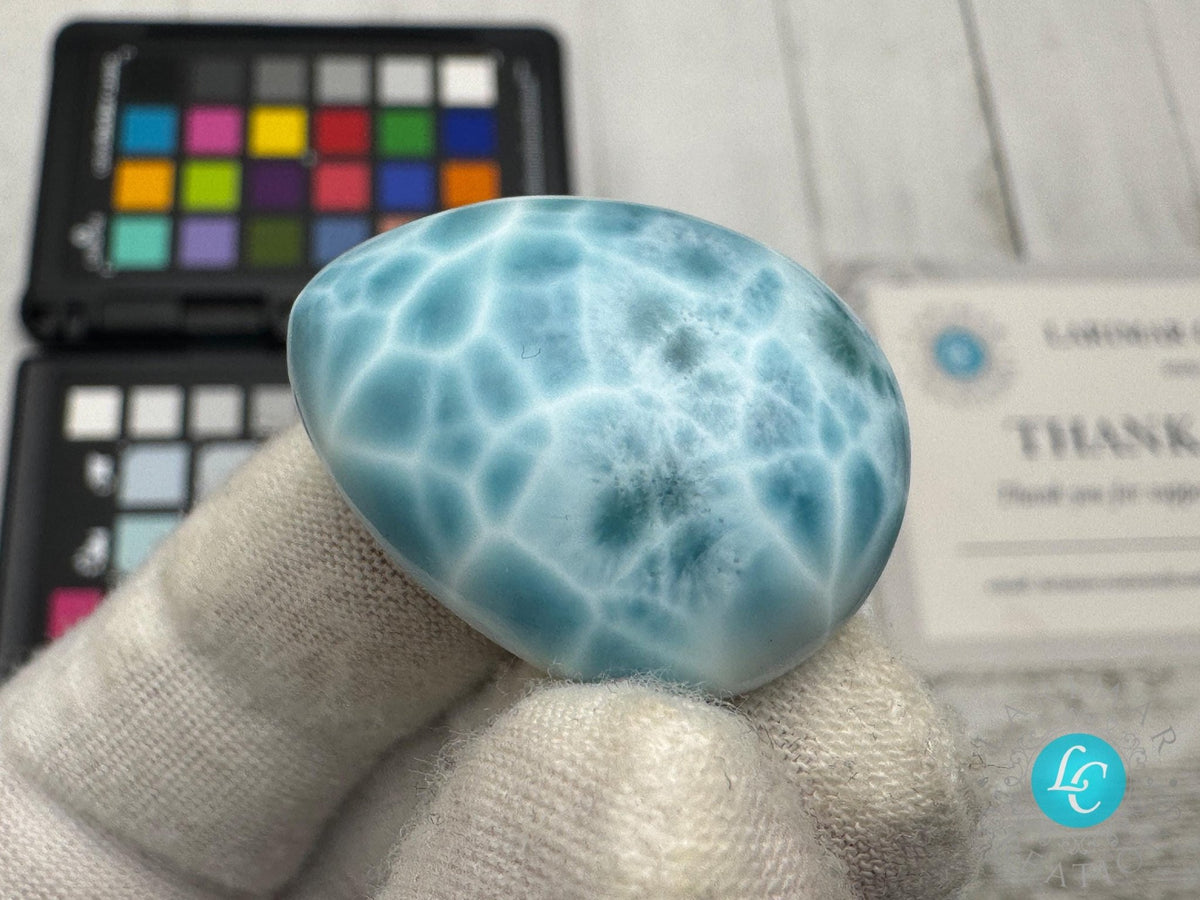 Rare AAAA Larimar Teardrop Cabochon, Collector's - Larimar Creations