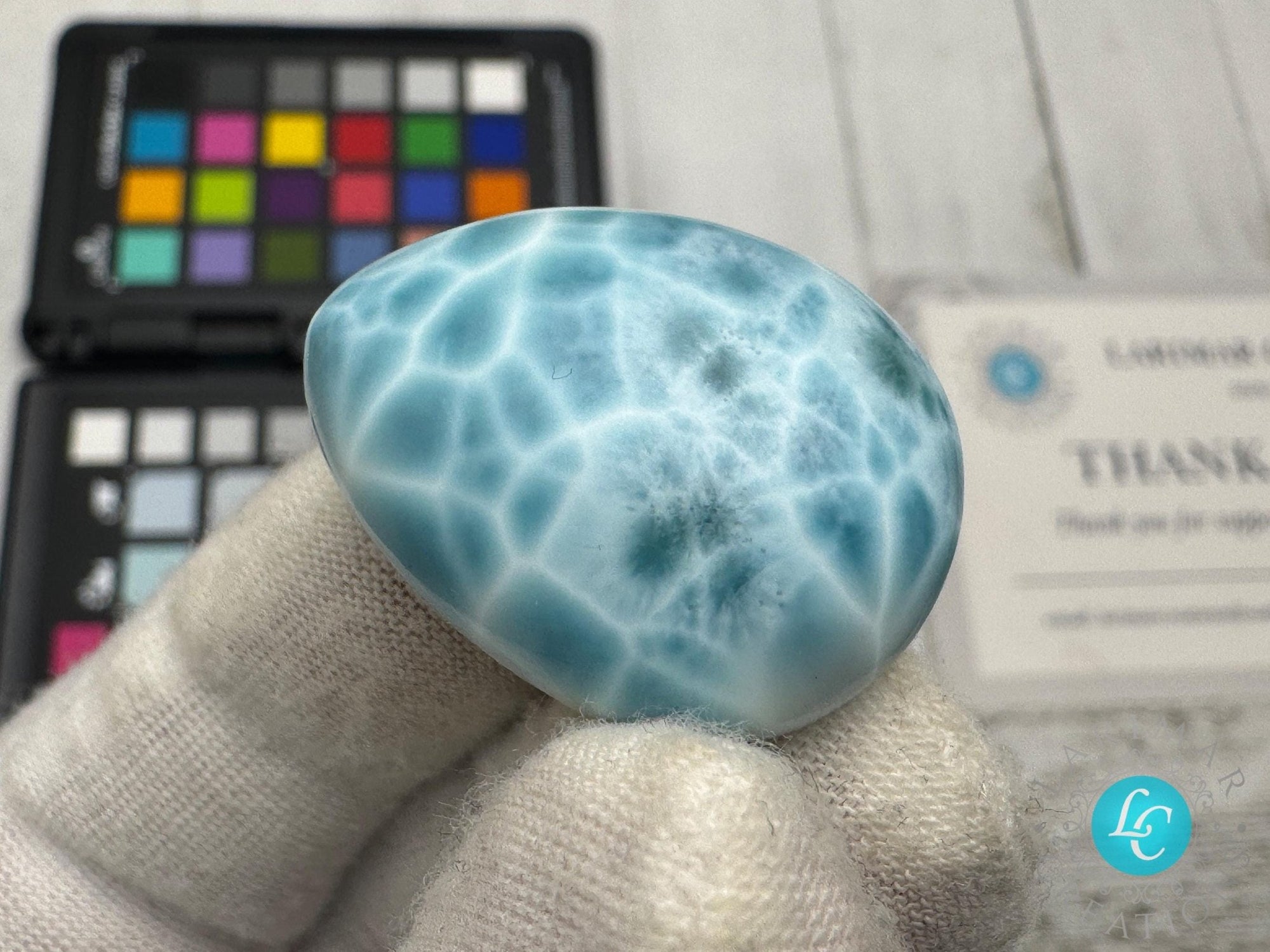 Rare AAAA Larimar Teardrop Cabochon, Collector&#39;s - Larimar Creations