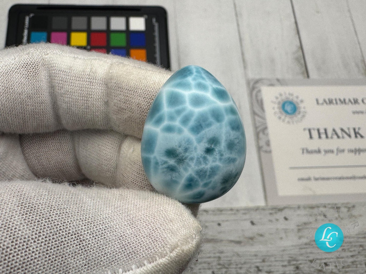Rare AAAA Larimar Teardrop Cabochon, Collector's - Larimar Creations