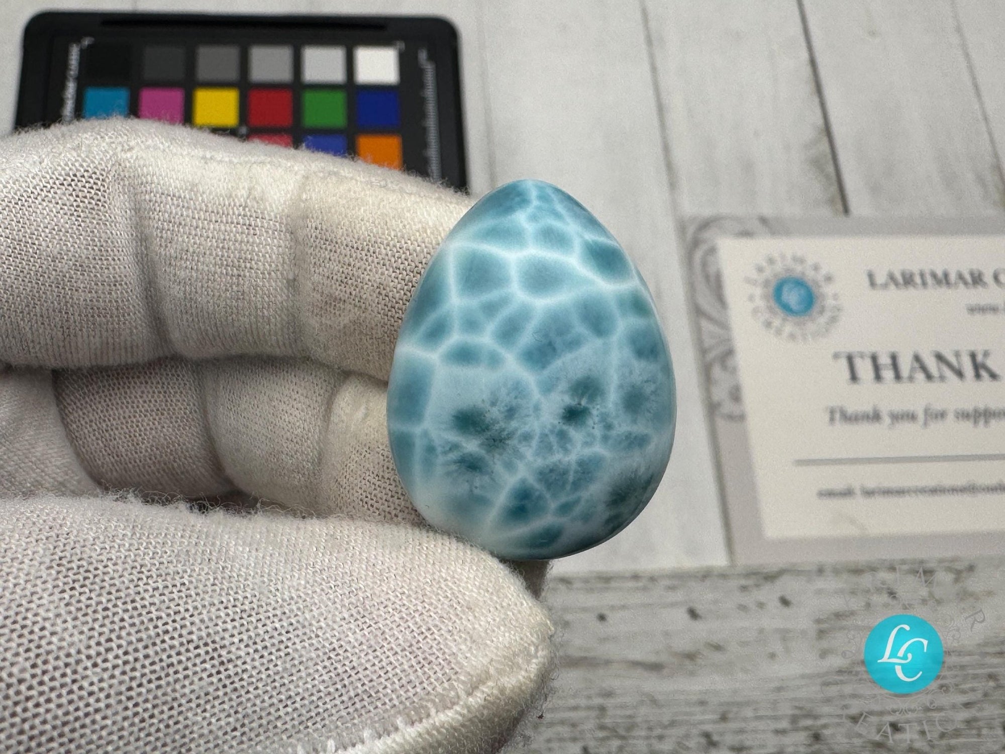Rare AAAA Larimar Teardrop Cabochon, Collector&#39;s - Larimar Creations
