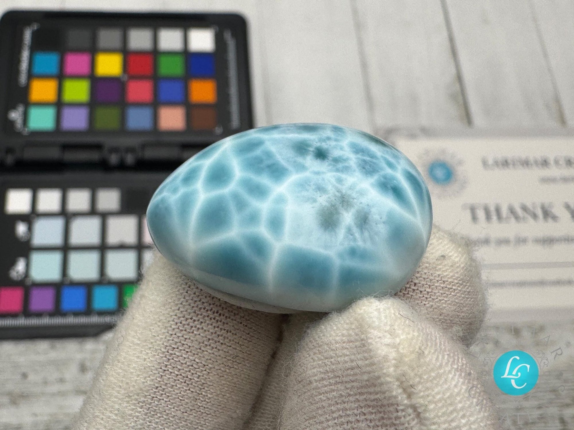 Rare AAAA Larimar Teardrop Cabochon, Collector&#39;s - Larimar Creations