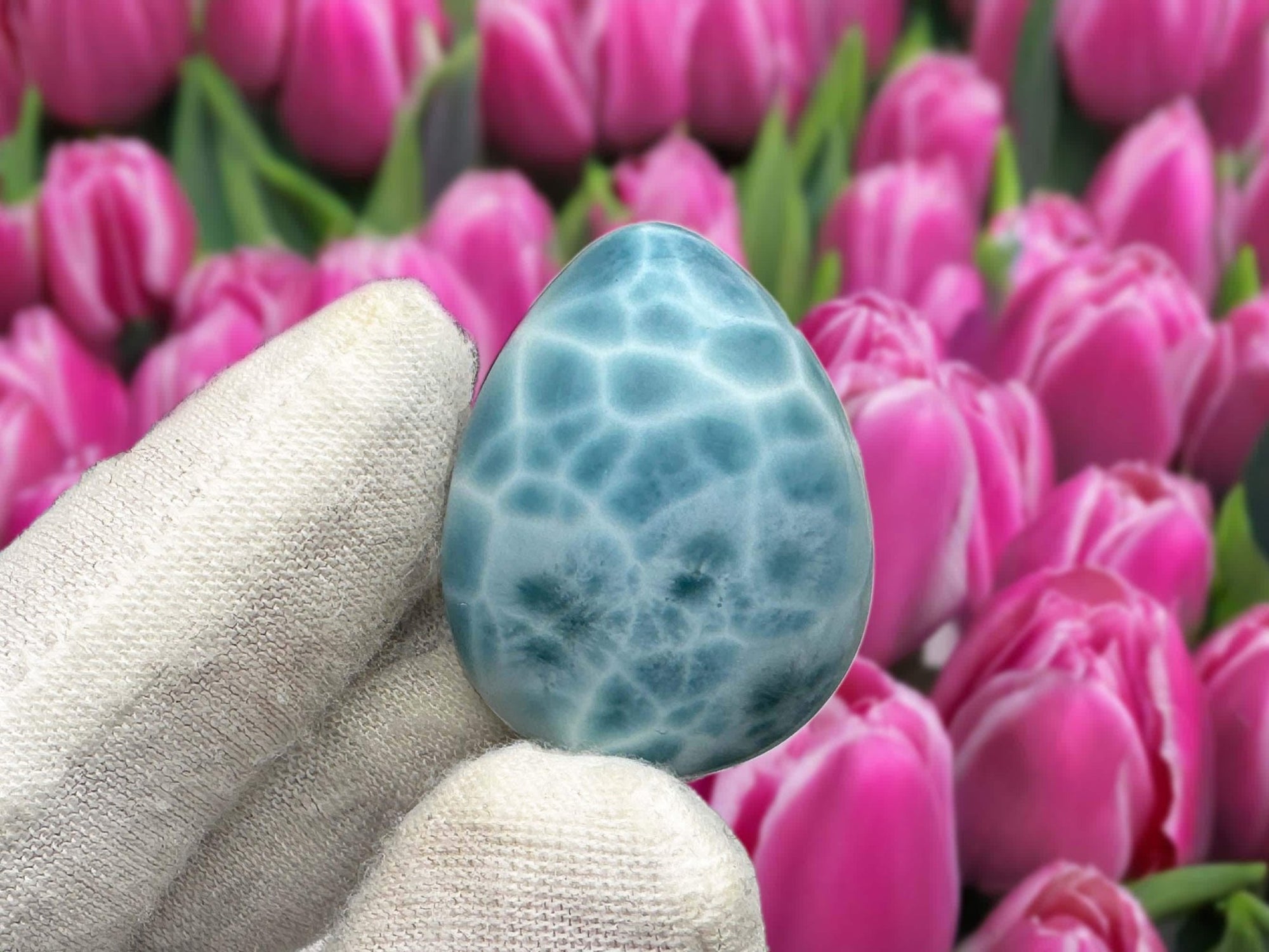 Rare AAAA Larimar Teardrop Cabochon, Collector&#39;s - Larimar Creations