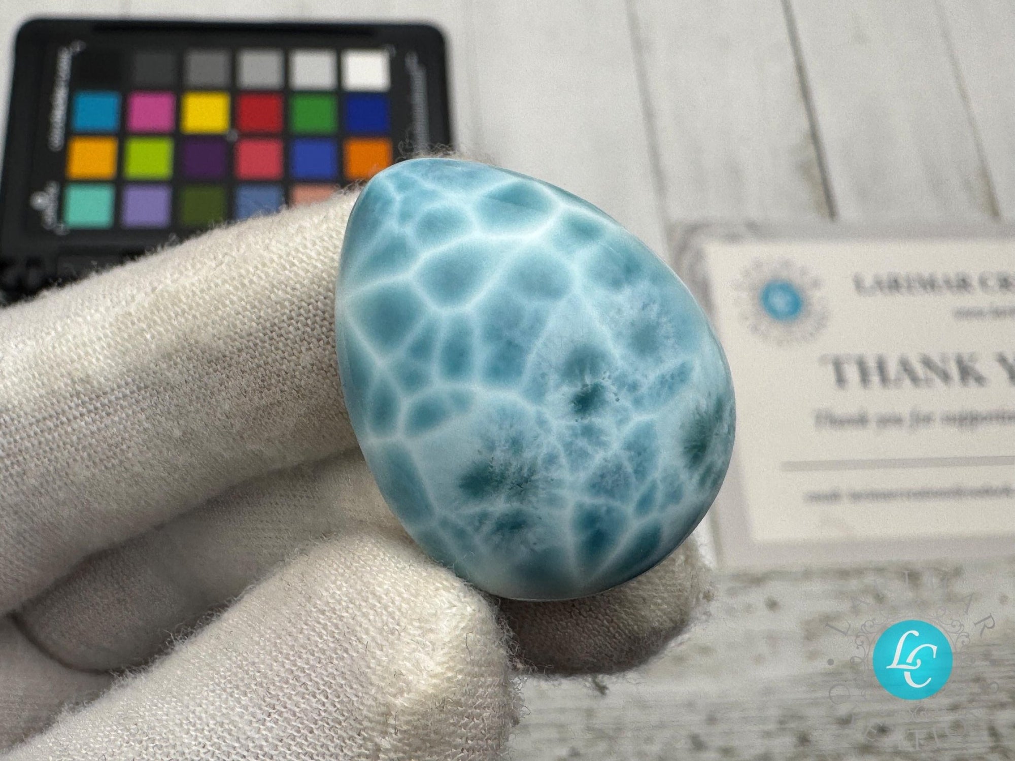 Rare AAAA Larimar Teardrop Cabochon, Collector&#39;s - Larimar Creations