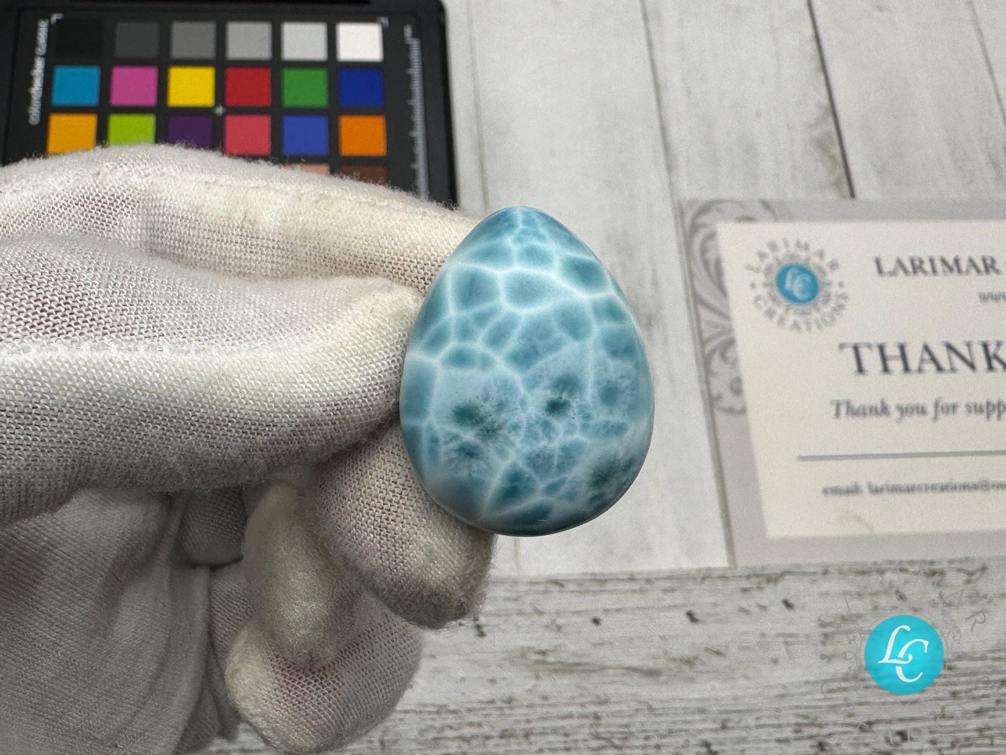 Rare AAAA Larimar Teardrop Cabochon, Collector&#39;s - Larimar Creations