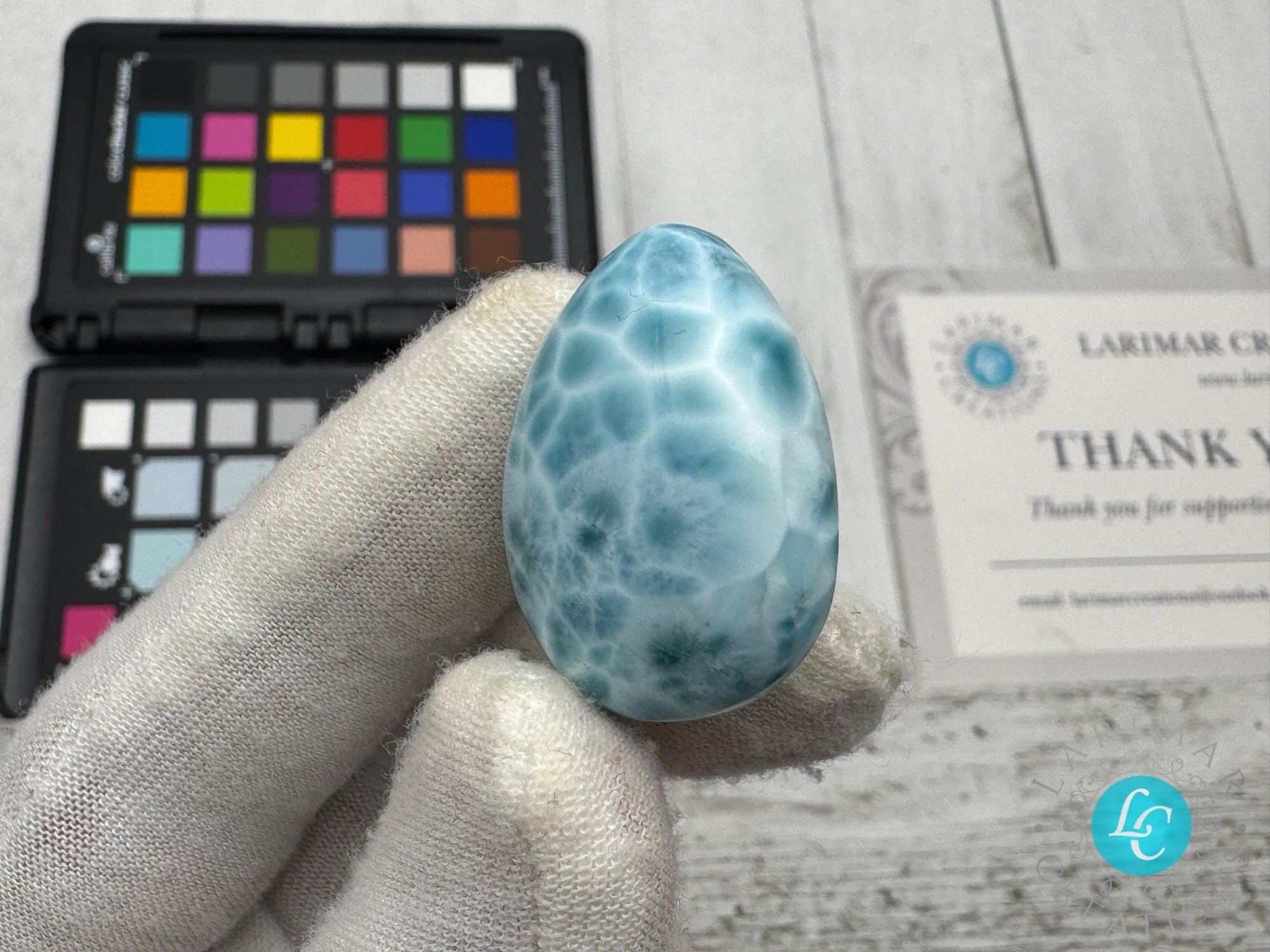 Rare AAAA Larimar Teardrop Cabochon, Collector&#39;s - Larimar Creations