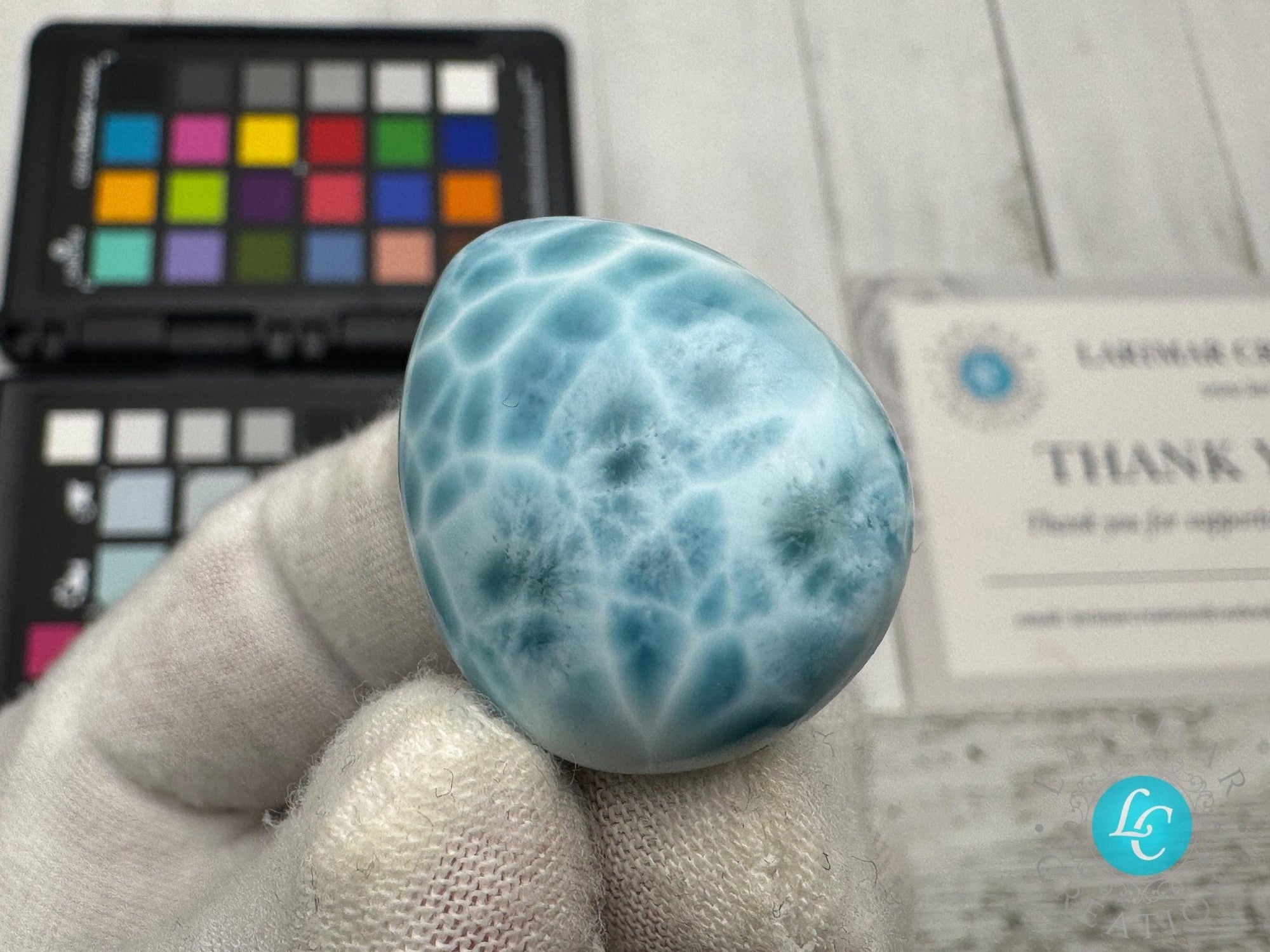 Rare AAAA Larimar Teardrop Cabochon, Collector&#39;s - Larimar Creations