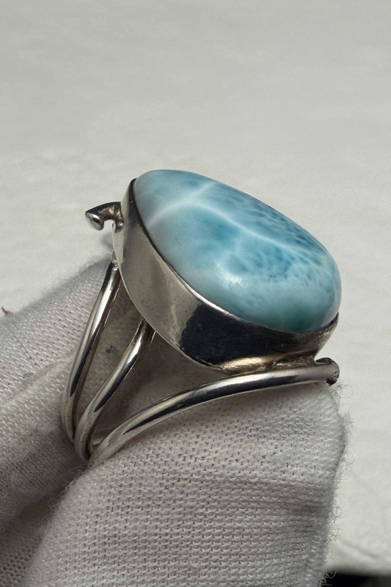 Sterling Silver Larimar Teardrop Ring Size 6.3/4 - Larimar Creations