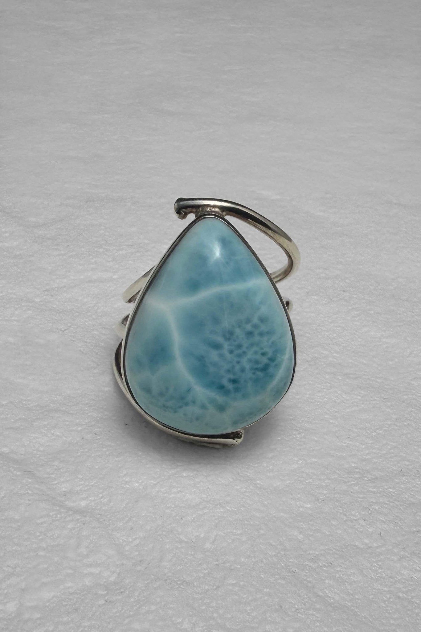 Sterling Silver Larimar Teardrop Ring Size 6.3/4 - Larimar Creations