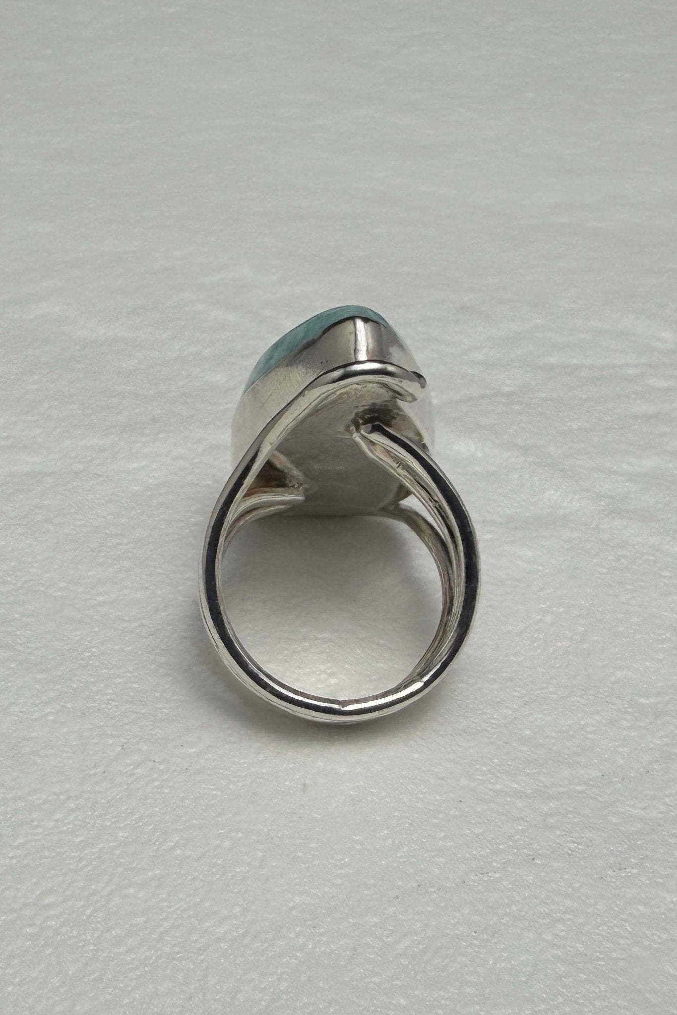 Sterling Silver Larimar Teardrop Ring Size 6.5 - Larimar Creations