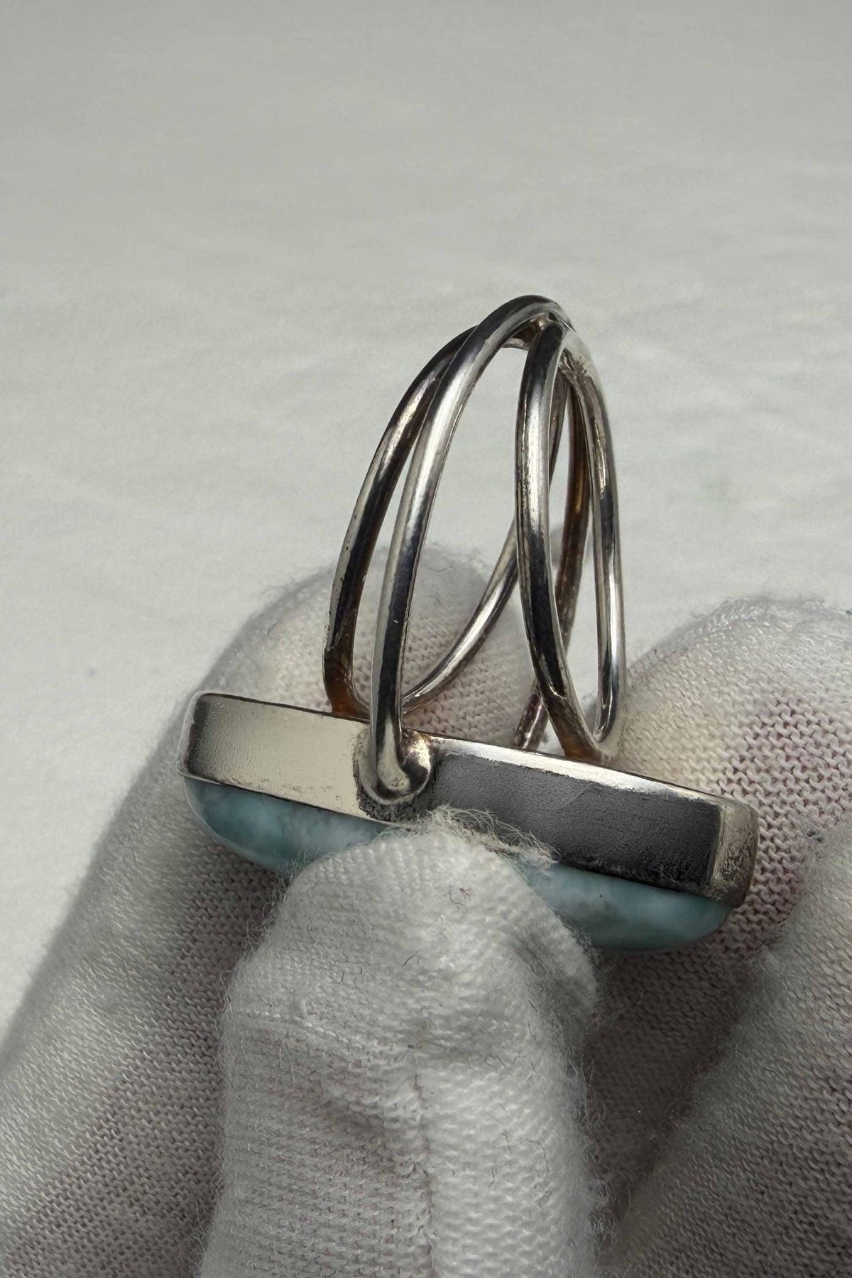Sterling Silver Larimar Teardrop Ring Size 8 US - Larimar Creations