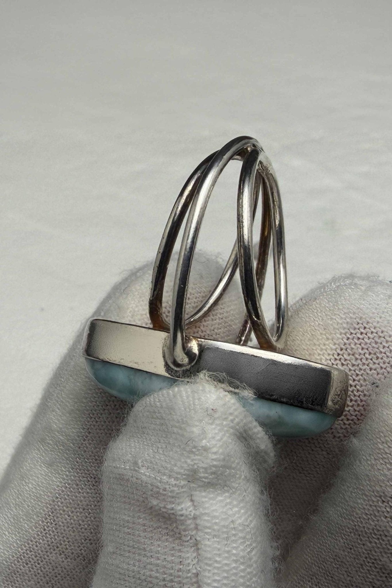 Sterling Silver Larimar Teardrop Ring Size 8 US - Larimar Creations