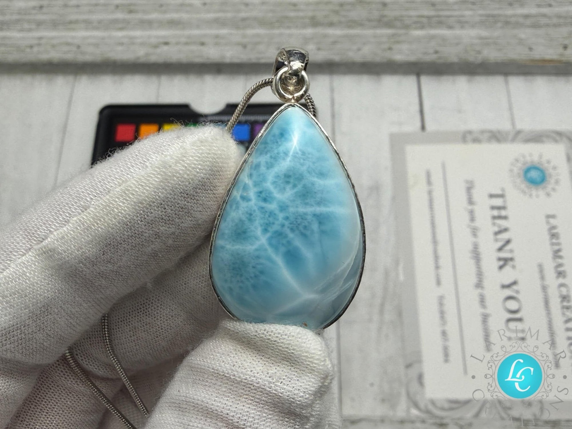 Teardrop Larimar Pendant - Larimar Creations