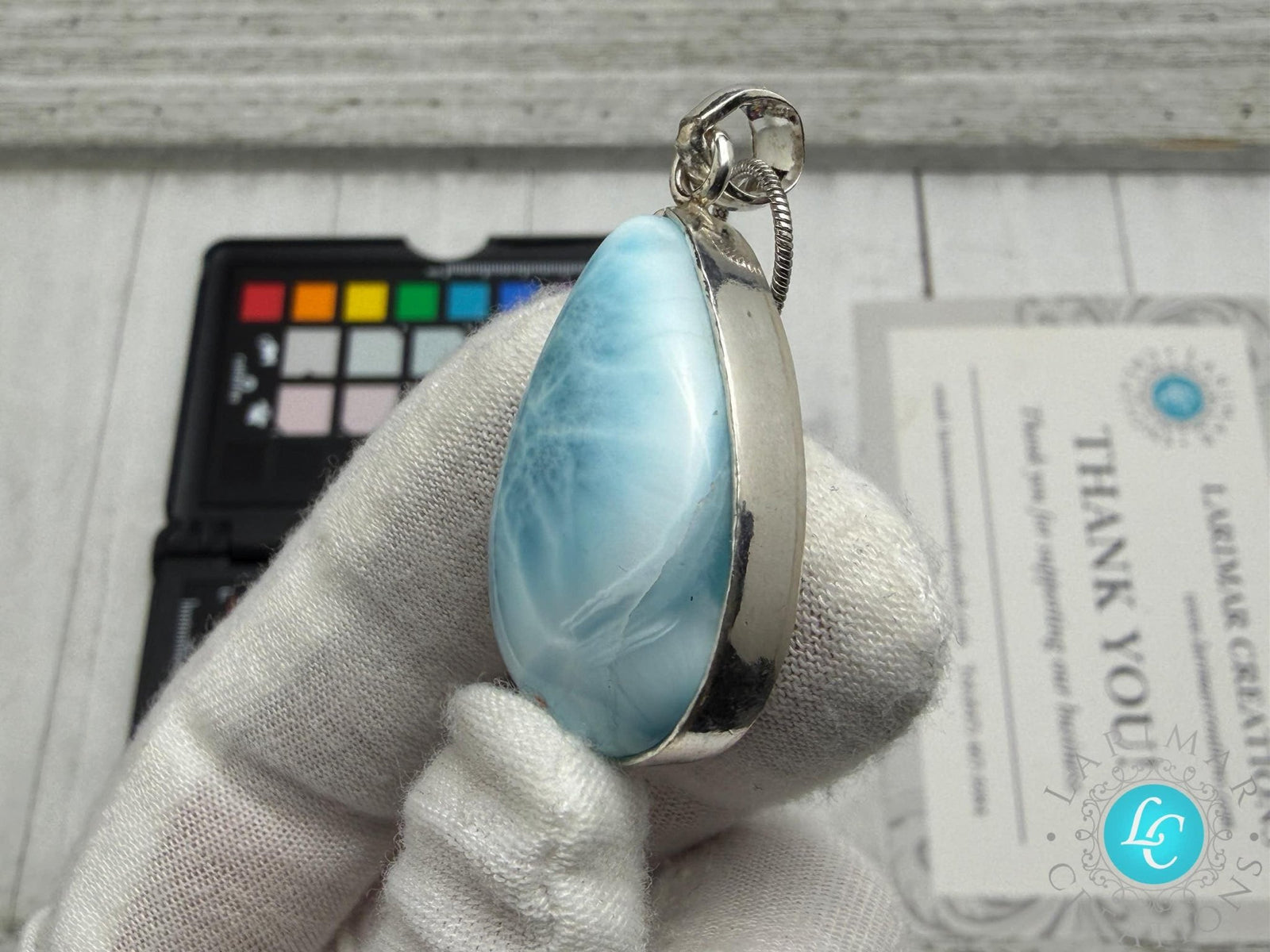 Teardrop Larimar gemstone Pendant - Larimar Creations