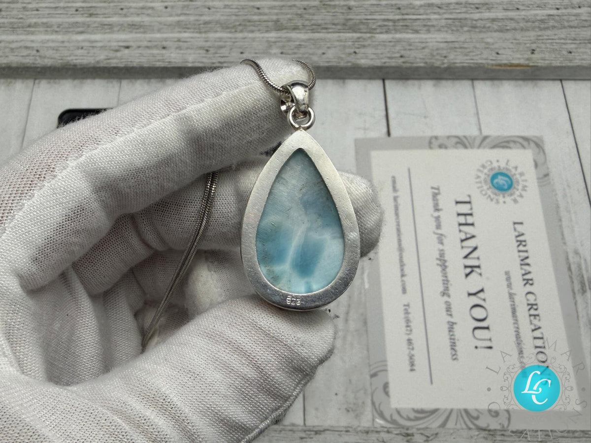 Teardrop Larimar gemstone Pendant - Larimar Creations